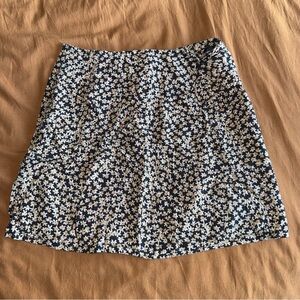 Motel Rocks Navy & White Floral A-Line Mini Skirt